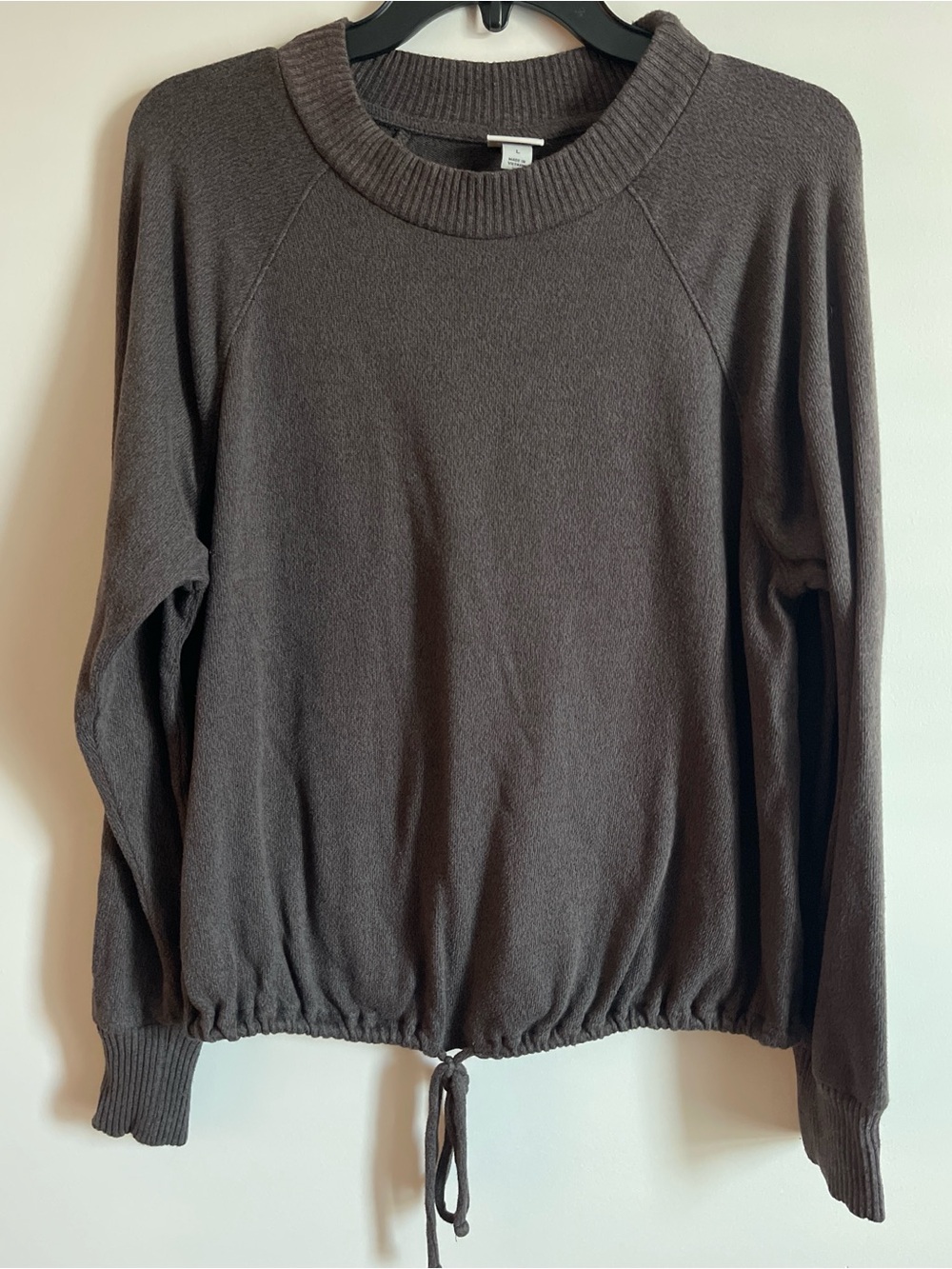 A New Day Women's Crewneck Drawstring Hem Sweater, Dark Brown, L
